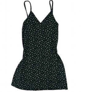 Brandy Melville Dark Green Mini Dress with White Floral Print
